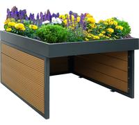 Garage pour tondeuse-robot avec bac à plantes HWC-L45, toit Abri pour tondeuse à gazon, WPC métal 40x60x73cm ~ aspect chêne