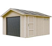 Garage QUALITÉ Premium 13 m² - L378xl412 cm - Garage pour Moto, vélos, Machines de Jardinage - Construction en Panneaux LP Smartside - Abri de Jardin Timbela M990B