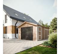 Garage Qualité Premium 17 m²- L378xl530 cm- Garage pour voitures, motos, vélos - Construction en panneaux LP Smartside - Timbela M991B