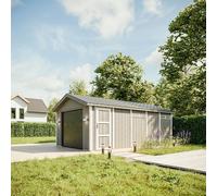 Garage Qualité Premium 21 m²- L378xl648 cm- Garage pour voitures, motos, vélos - Construction en panneaux LP Smartside - Timbela M992B