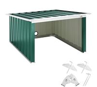 Garage robot tondeuse toit monopente métal 89x90x54cm résistante intempéries 4x piquets terre abri carport herbe vert