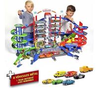 Garage Super City Majorette - 6 voitures et 1 train - 128x78x73cm