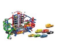 Majorette – Super City Garage (train motorisé) 7 niveaux, 2 ascenseurs, 6 véhicules inclus
