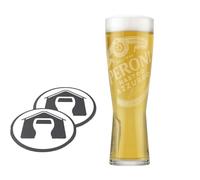 GarageBar Verre Peroni | Verre à bière nucléé | Produit officiel | Livré avec 2 tapis d'égouttement de bière (1, pinte)