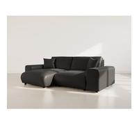 Garance - canapé d'angle réversible 4 places en simili - Noir