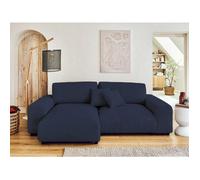 Garance - canapé d'angle réversible - 4 places - en velours côtelé - Bleu nuit