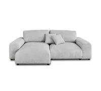 Lisa Design - Canapé d'angle Réversible Garance en Velours Côtelé - Sofa Gris Clair 4 Places - Angle Droit - ou Gauche - Salon