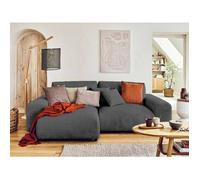 Lisa Design - Canapé d'angle Réversible Garance en Velours Côtelé - Sofa Gris Foncé 4 Places - Angle Droit - ou Gauche - Salon