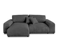 Lisa Design Canapé d'angle Garance réversible en velours côtelé 4 places Gris foncé