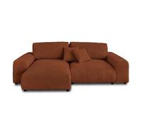 Lisa Design - Canapé d'angle Réversible Garance en Velours Côtelé - Sofa Terracotta 4 Places - Angle Droit - ou Gauche - Salon