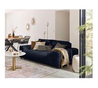 Garance - canapé droit 3 places - en velours côtelé - Bleu nuit