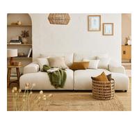 Garance - canapé droit 4 places double méridienne - assise profonde - en velours côtelé - Beige