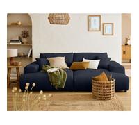 Lisa Design - Canapé Double Méridienne Garance en Velours Côtelé - Sofa Bleu Nuit 3 Places - Salon