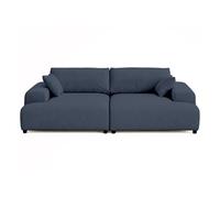 Lisa design Canapé droit Garance 4 places double méridienne assise profonde velours côtelé Bleu nuit