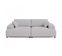 Garance - canapé droit 4 places double méridienne - assise profonde - en velours côtelé - Gris clair Gris clair