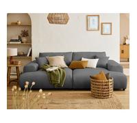 Garance - canapé droit 4 places double méridienne - assise profonde - en velours côtelé - Gris foncé