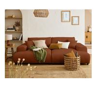 Garance - canapé droit 4 places double méridienne - assise profonde - en velours côtelé - Terracotta