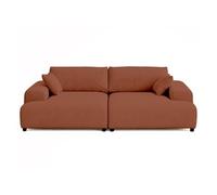 Lisa Design – Canapé double méridienne Garance – Velours côtelé – Terracotta 3 places
