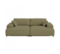 Lisa Design - Canapé double méridienne Garance - velours côtelé, assise profonde - Vert 3 places