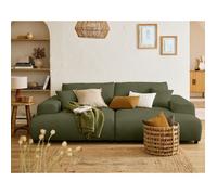 Garance - canapé droit 4 places double méridienne - assise profonde - en velours côtelé - Vert