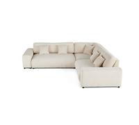 Garance - canapé modulable d'angle droit - 5 places - en velours côtelé - Beige Beige