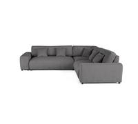Garance - canapé modulable d'angle droit - 5 places - en velours côtelé - Gris foncé Gris foncé