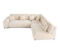 Lisa Design – Canapé modulable d'angle droit Garance velours côtelé 6 places Beige