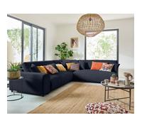 Garance - canapé modulable d'angle droit - 6 places - en velours côtelé - Bleu nuit