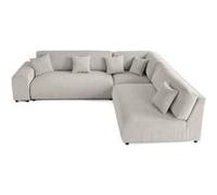 Garance - canapé modulable d'angle droit - 6 places - en velours côtelé - Gris clair