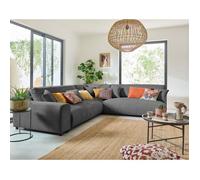 Garance - canapé modulable d'angle droit - 6 places - en velours côtelé - Gris foncé