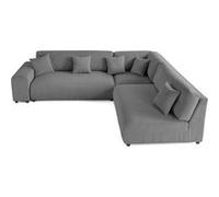 Lisa Design – Canapé modulable d'angle droit Garance – Velours côtelé – Gris foncé 6 places