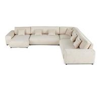 Lisa Design - Canapé d'Angle Garance en Velours Côtelé - Sofa Beige 8 Places - Salon