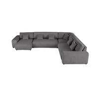 Garance - canapé modulable d'angle droit - 8 places - en velours côtelé - Gris foncé