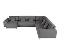 Garance - canapé modulable d'angle droit - 8 places - en velours côtelé - Gris foncé Gris foncé G
