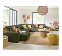 Garance - canapé modulable d'angle droit - 8 places - en velours côtelé - Vert