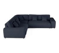 Garance - canapé modulable d'angle gauche - 5 places - en velours côtelé - Bleu nuit Bleu nuit