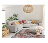 Garance - canapé modulable d'angle gauche - 5 places - en velours côtelé - Gris clair Gris clair