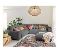 Garance - canapé modulable d'angle gauche - 5 places - en velours côtelé - Gris foncé