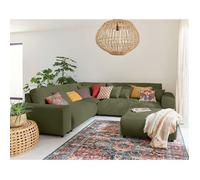Garance - canapé modulable d'angle gauche - 5 places - en velours côtelé - Vert Vert