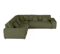 Garance - canapé modulable d'angle gauche - 5 places - en velours côtelé - Vert Vert