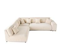 Lisa Design – Canapé modulable d'angle gauche Garance – Velours côtelé Beige 6 places