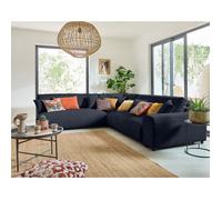 Garance - canapé modulable d'angle gauche - 6 places - en velours côtelé - Bleu nuit Bleu nuit