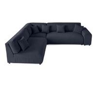 Garance - canapé modulable d'angle gauche - 6 places - en velours côtelé - Bleu nuit Bleu nuit