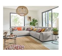 Garance - canapé modulable d'angle gauche - 6 places - en velours côtelé - Gris clair