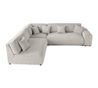 Garance - canapé modulable d'angle gauche - 6 places - en velours côtelé - Gris clair