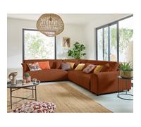 Garance - canapé modulable d'angle gauche - 6 places - en velours côtelé - Terracotta Terracotta