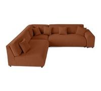 Garance - canapé modulable d'angle gauche - 6 places - en velours côtelé - Terracotta Terracotta