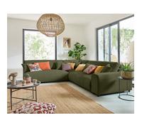 Garance - canapé modulable d'angle gauche - 6 places - en velours côtelé - Vert