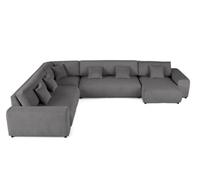 Best mobilier - Canapé modulable d'angle gauche Garance - 8 places - en velours côtelé - Gris foncé