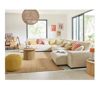 Garance - canapé modulable d'angle gauche - 8 places - en velours côtelé - Beige